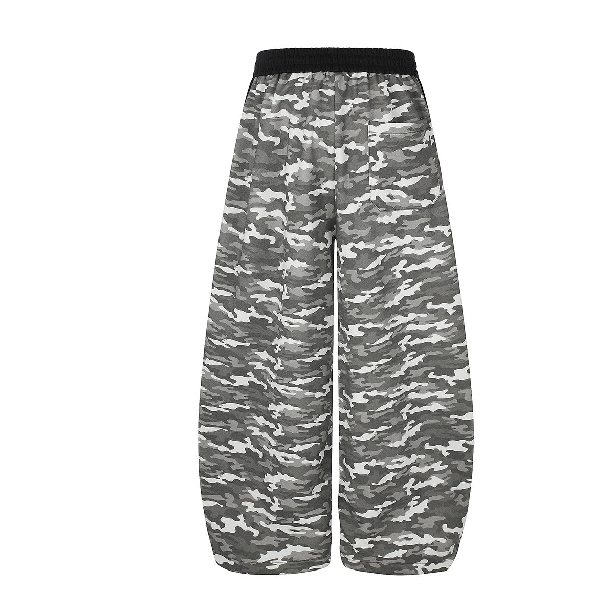 Pantalon de survêtement camouflage à jambes larges avec empiècements latéraux noirs et patch numéroté