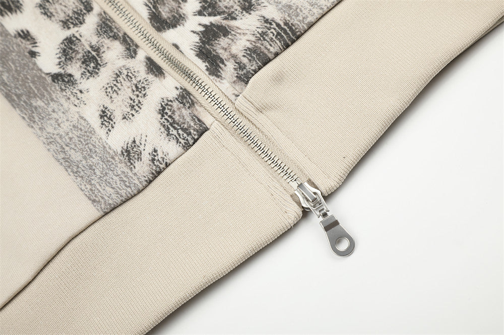 Union Jack Leopard Print Zip-Up Track Jacket – Oversized Fit