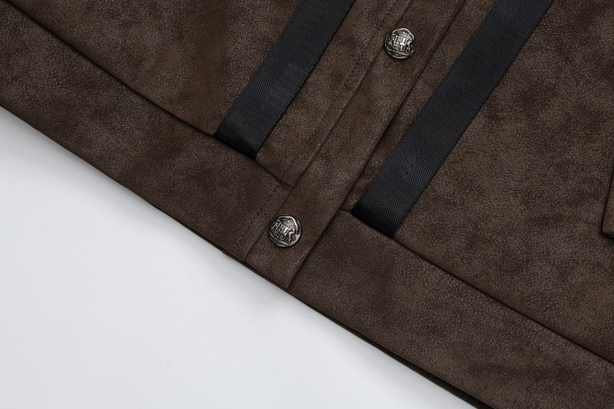 Chaqueta bomber de textura ante con rayas – Chaqueta corta Detroit con bandas satinadas