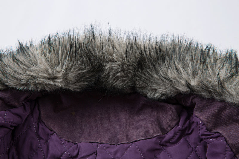 Washed Denim Bomber Jacket with Faux Fur Collar & Fleece Lining – Vintage