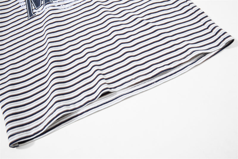 American Vintage Striped Polo Shirt – Mafaer Racing Embroidered Short Sleeve