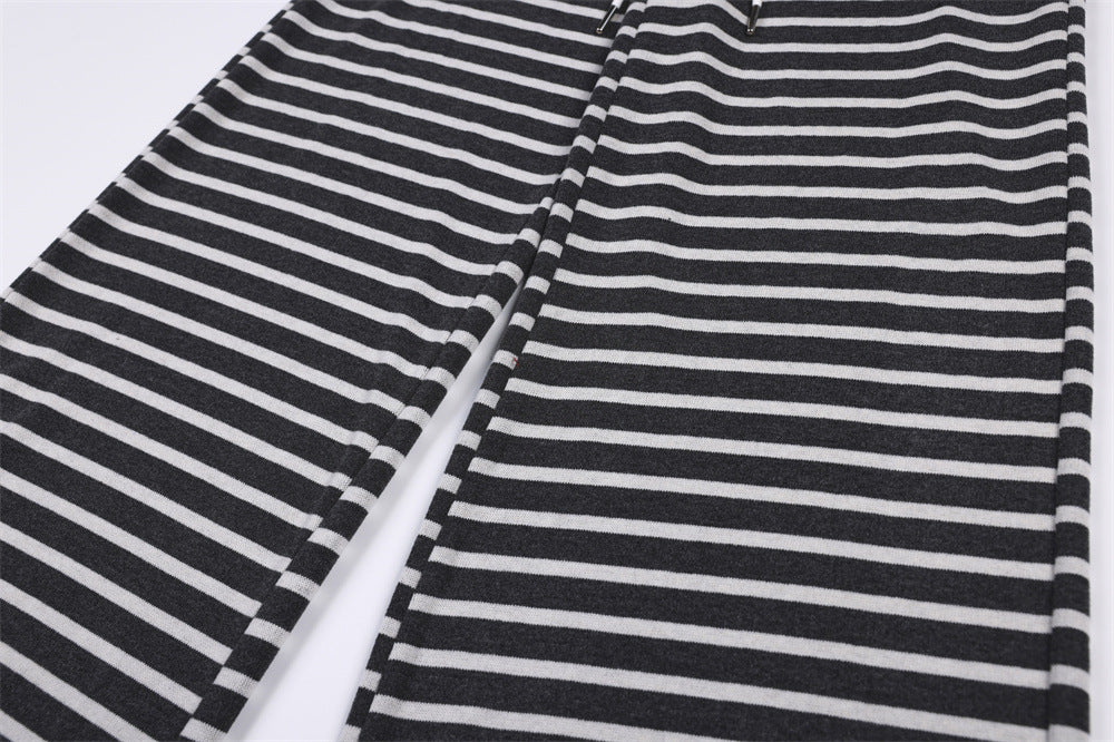 Wide-Leg Striped Pants with Colorblock Waistband – Men's Relaxed Fit
