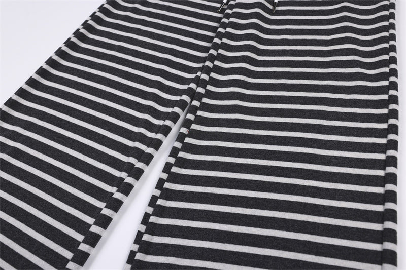 Wide-Leg Striped Pants with Colorblock Waistband – Men's Relaxed Fit