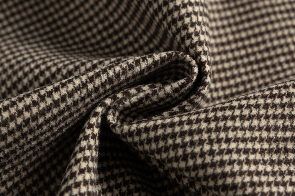 Houndstooth Wool-Blend Stand Collar Jacket – Men's Relaxed Fit Retro Bomber