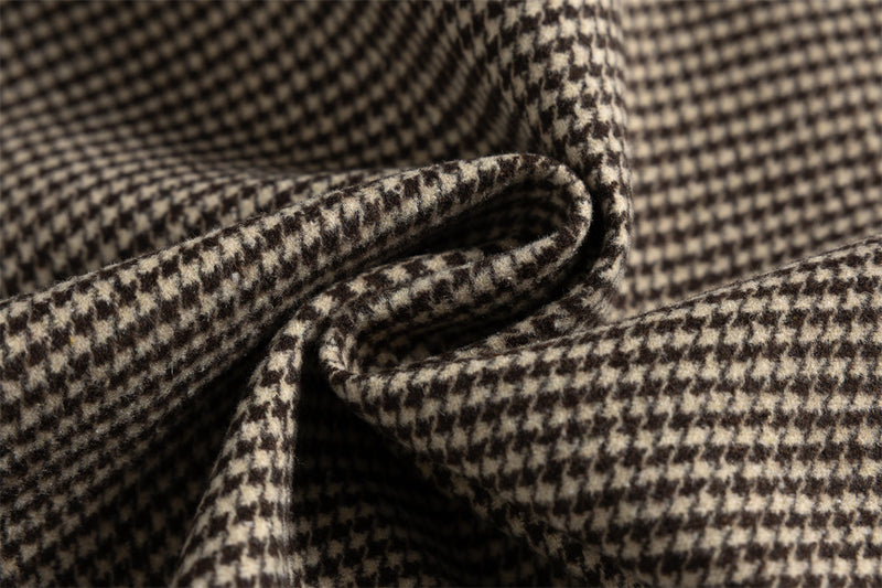 Houndstooth Wool-Blend Stand Collar Jacket – Men's Relaxed Fit Retro Bomber