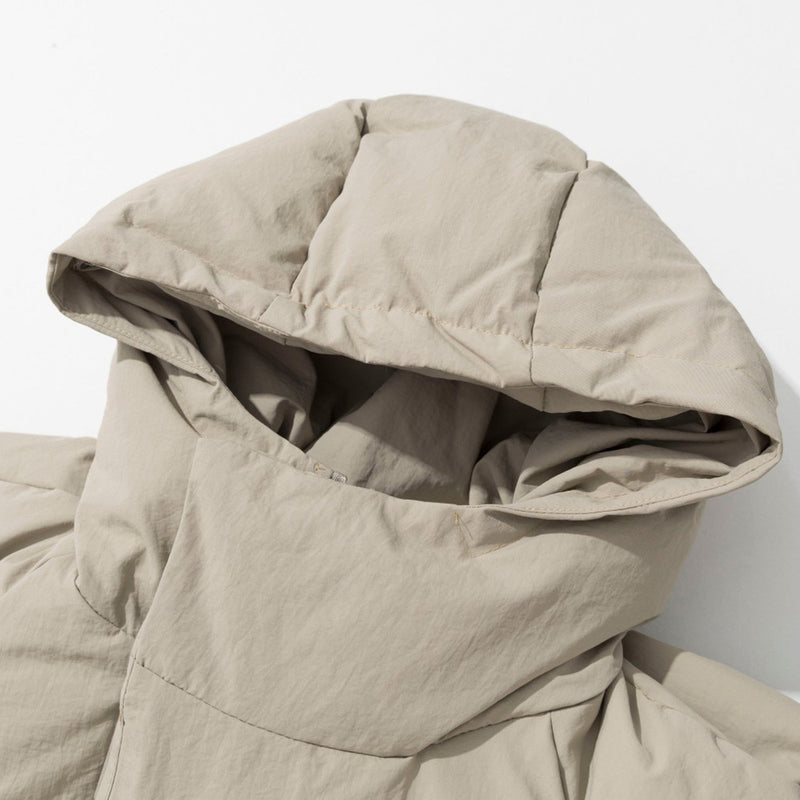 Men's Oversized Hooded Puffer Jacket – Solid Color Relaxed Fit Winter Coat