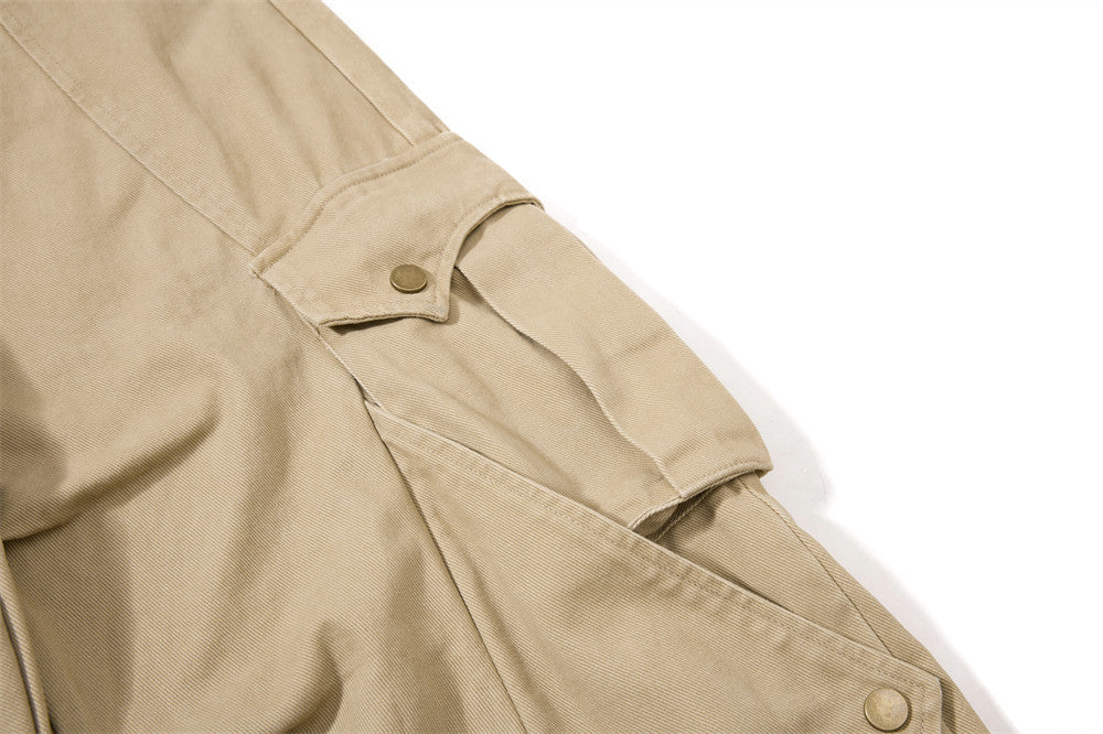 Wide-Leg Cargo Pants with Multi-Pocket Deconstructed Design