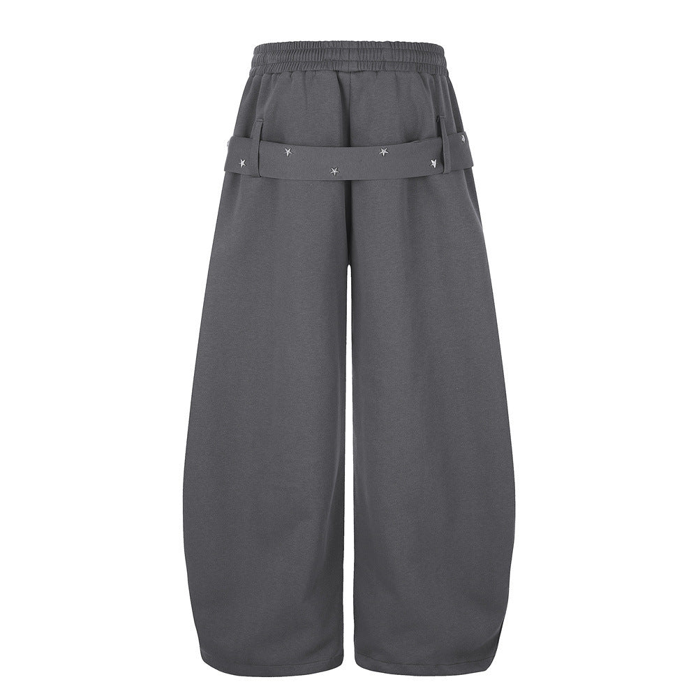 Star Studded Belt Wide Leg Sweatpants – Oversized High Street Baggy Trousers