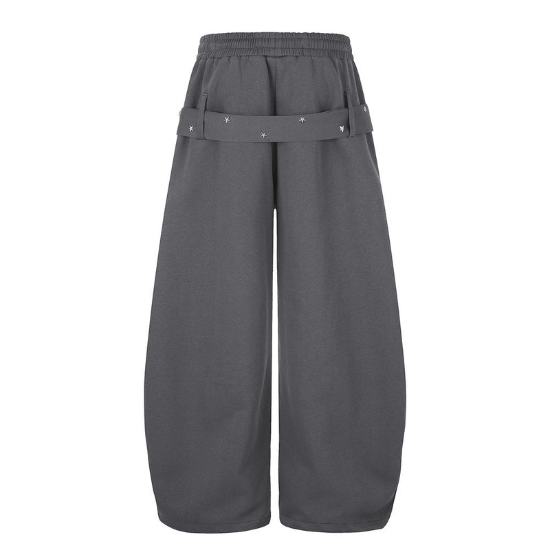 Star Studded Belt Wide Leg Sweatpants – Oversized High Street Baggy Trousers