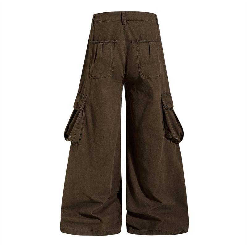 Wide-Leg Cargo Pants Men – Multi-Pocket A-Line Baggy Trousers