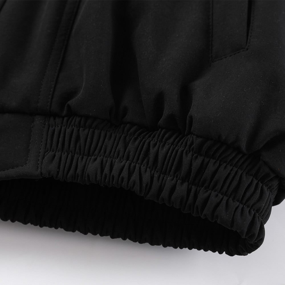 Oversized Bomber Jacket with Faux Fur Lining – Black Winter Coat