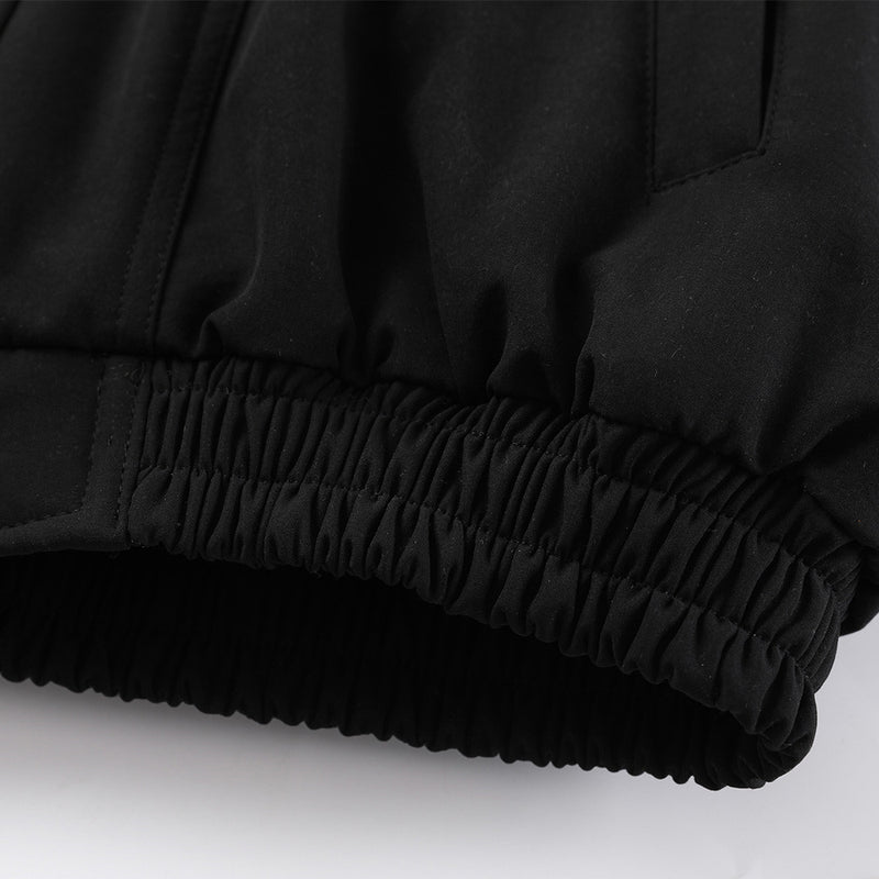 Oversized Bomber Jacket with Faux Fur Lining – Black Winter Coat