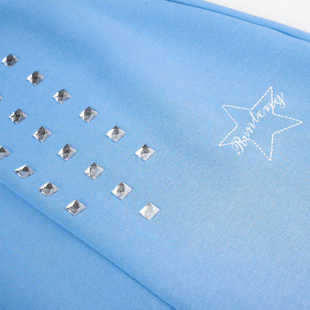 Wide-Leg Sweatpants with Square Stud Embellishments and Drawstring Waist