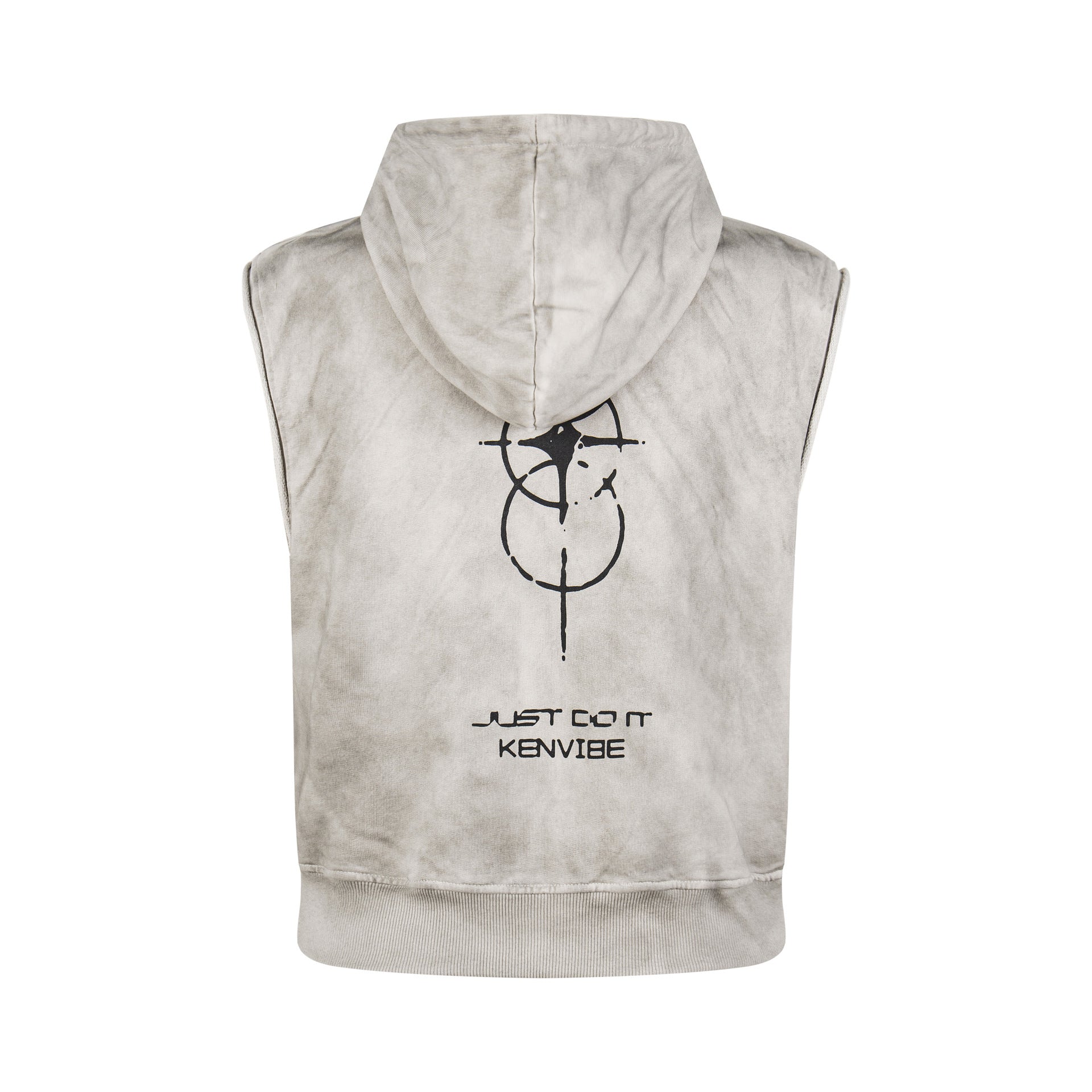 Chaleco sudadera sin mangas con cremallera – Gráfico de fútbol streetwear lavado