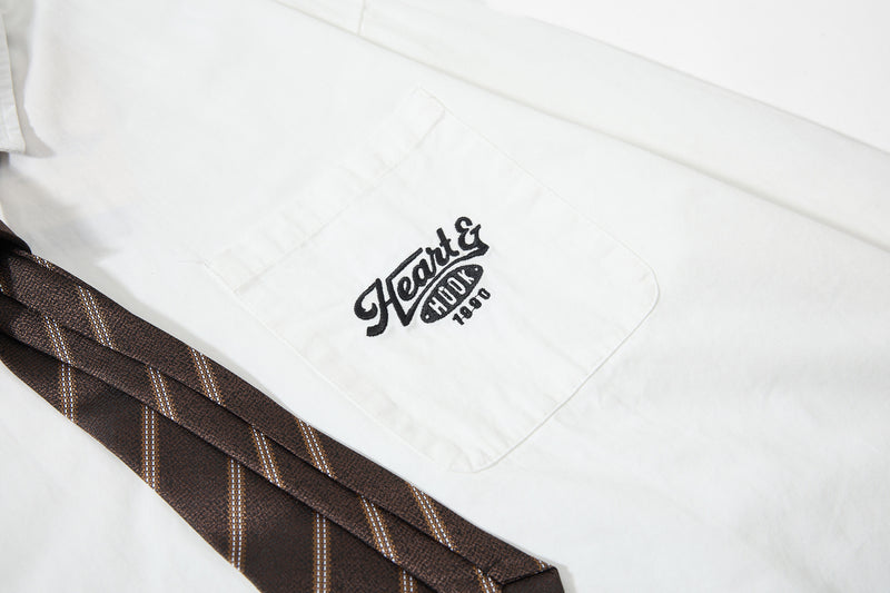 Tan Long Sleeve Shirt with Detachable Tie – Heart & Hook Embroidered Campus