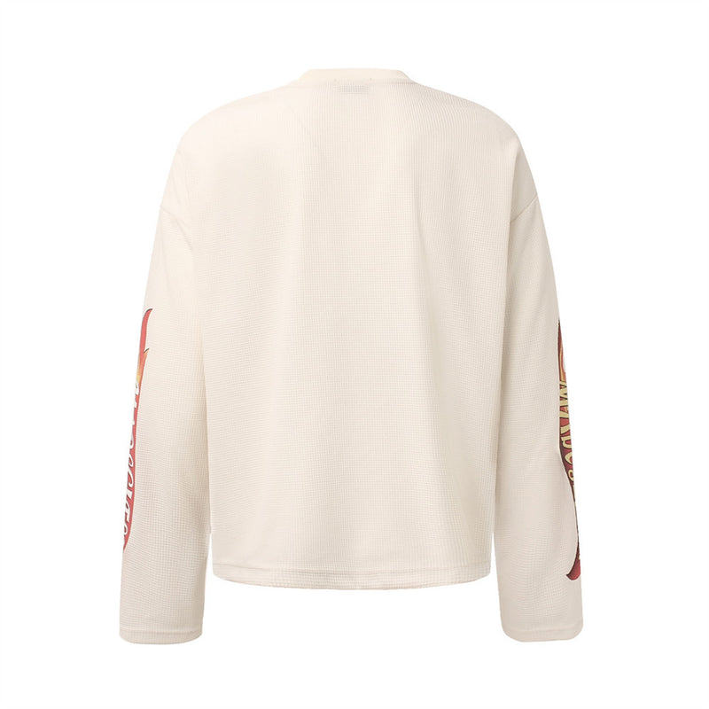 American Dumpster Hellsport Graphic Long-Sleeve Waffle-Knit Tee – Oversized