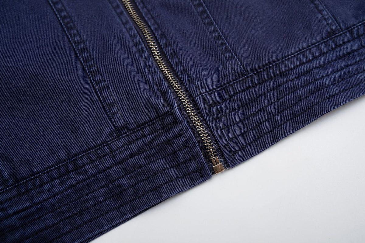 Men's Vintage Washed Moto Zip Jacket – Deconstructed Seam Detroit Style