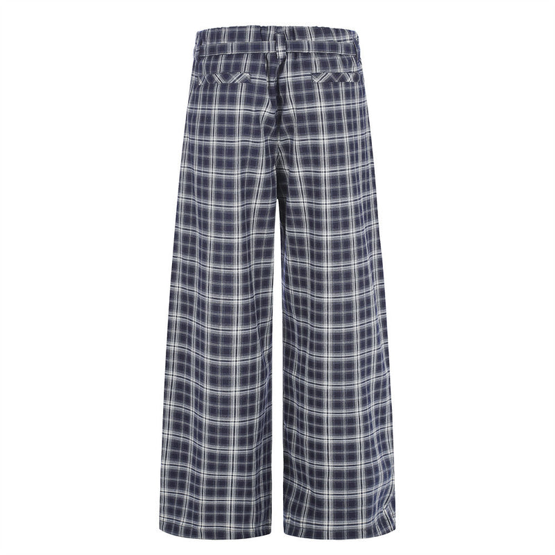 Men's Plaid Wide-Leg Trousers – Loose Fit Straight-Cut Pants