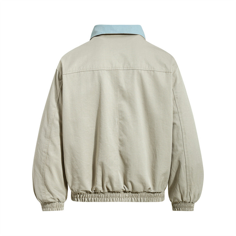Reversible Oversized Bomber Jacket – Contrast Collar, Dual-Wear Workwear Style