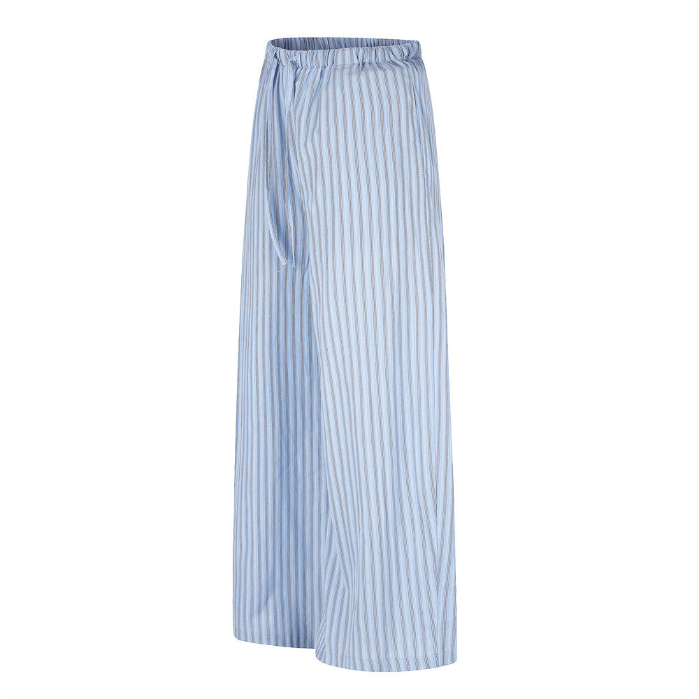 Striped Wide-Leg Lounge Pants – Relaxed Fit Drawstring Trousers
