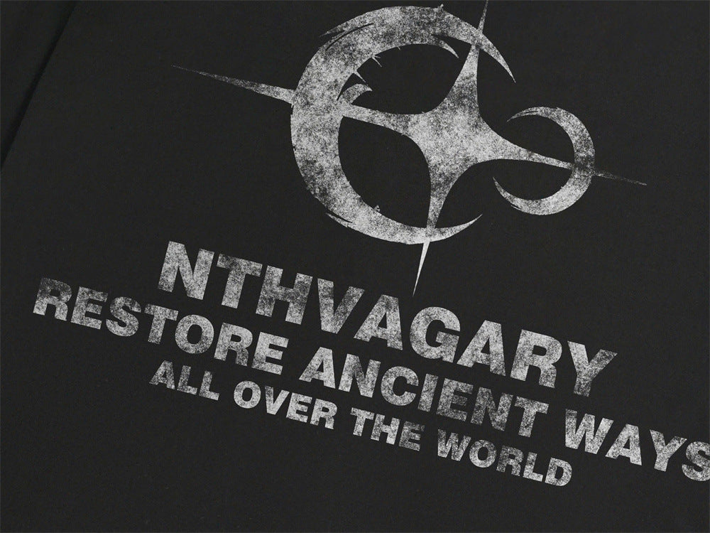 Graphic Long Sleeve T-Shirt – NTHVAGARY Star Compass Print Crew Neck