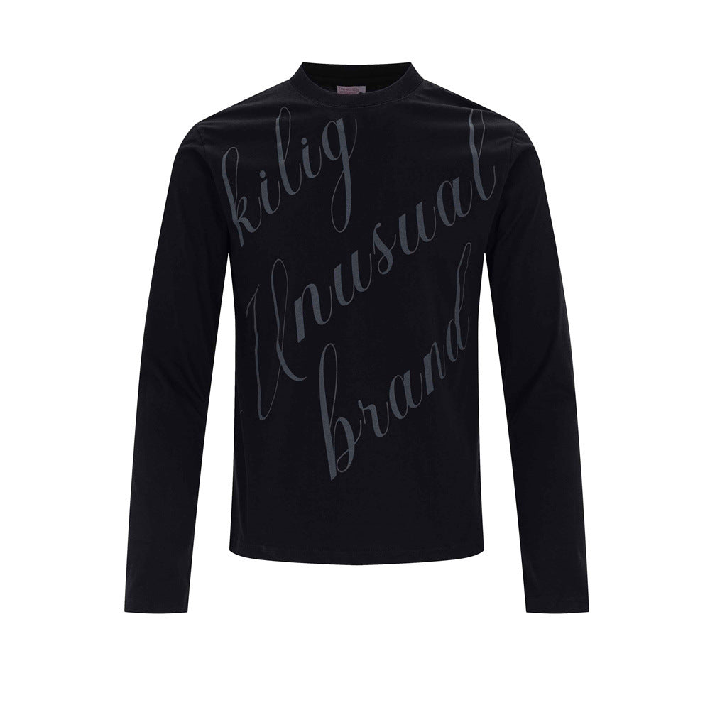 Men's Long Sleeve Script Graphic T-Shirt – Relaxed Fit