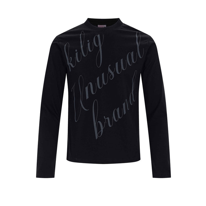Men's Long Sleeve Script Graphic T-Shirt – Relaxed Fit