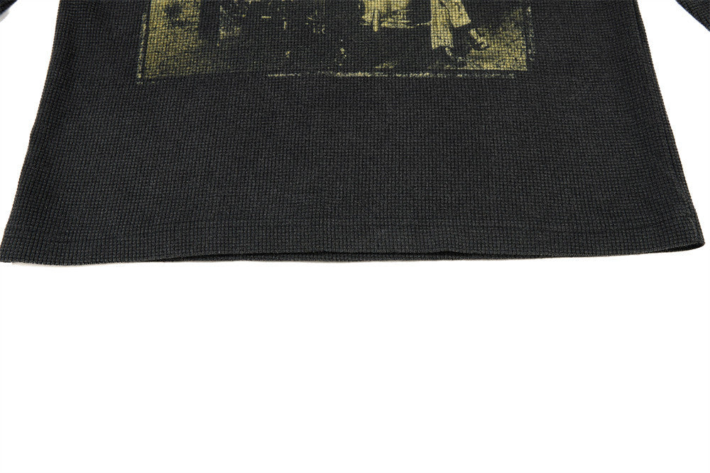 Men's Black Long Sleeve Shirt – Led Zeppelin Vintage Band Graphic Waffle Knit