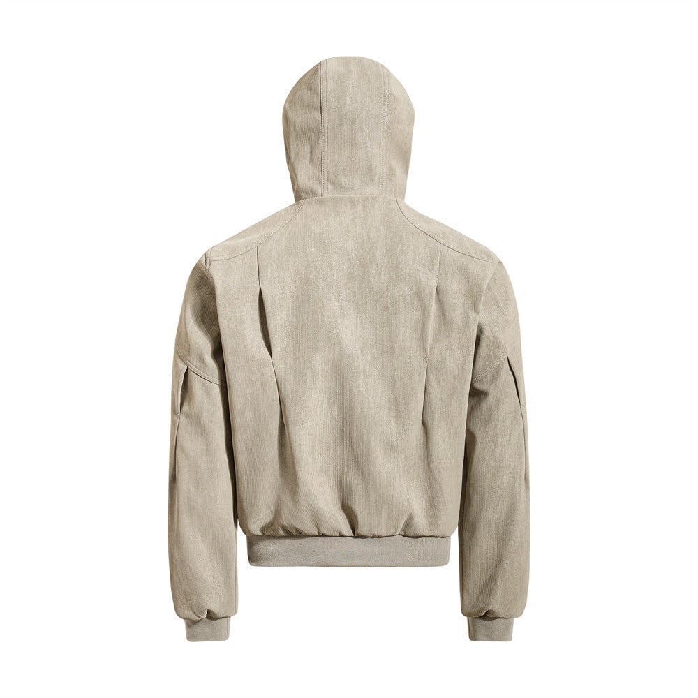 Blouson bomber à capuche – Coupe oversize zippée et tissu texturé