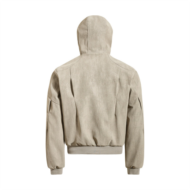 Blouson bomber à capuche – Coupe oversize zippée et tissu texturé