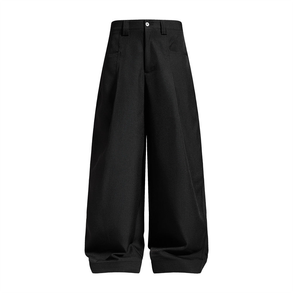 Herrenhose mit weitem Bein und Bundfalten – Loose Fit, unifarben