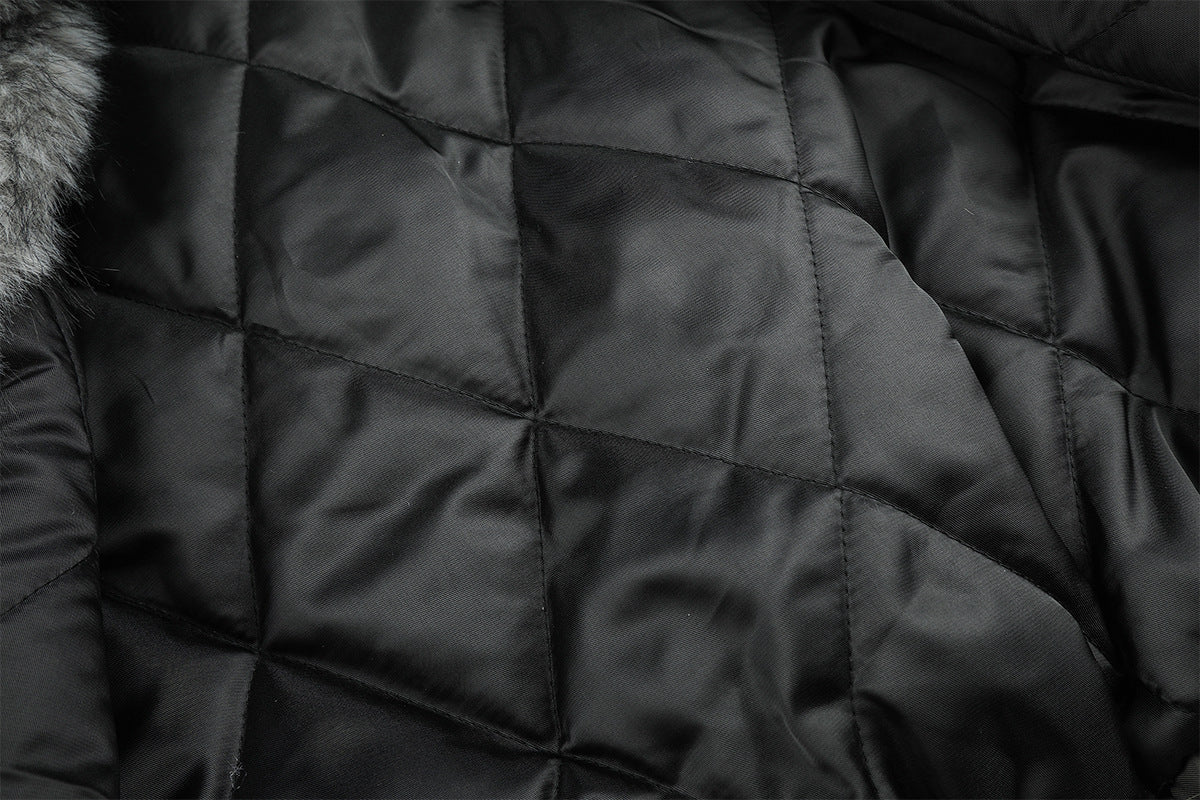Military Napoleon Button Padded Jacket with Faux Fur Collar