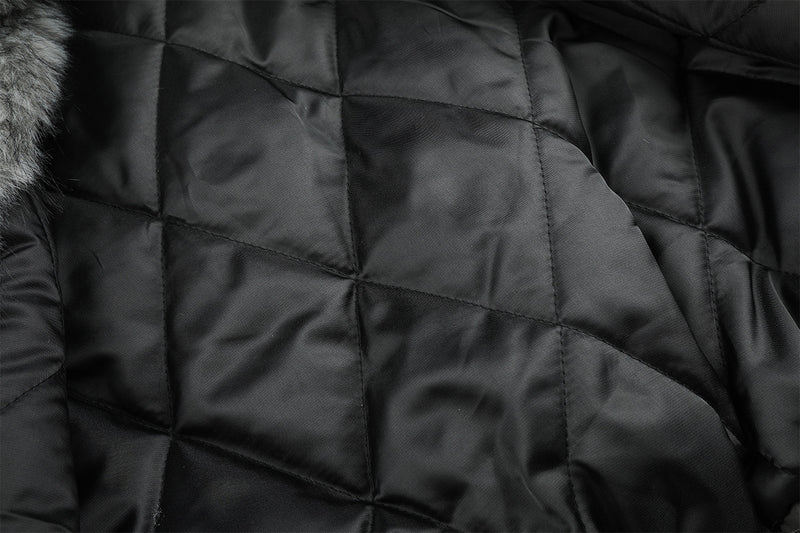 Military Napoleon Button Padded Jacket with Faux Fur Collar