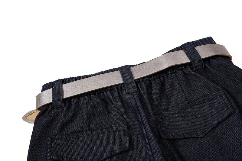 Wide-Leg Pleated Cropped Shorts with Belt – Men's Relaxed Fit