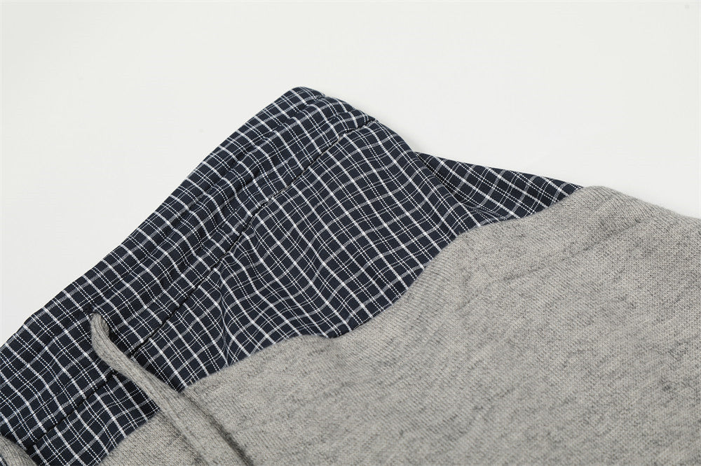 Pantalon de survêtement homme à jambes larges avec ceinture contrastante à carreaux – Coupe décontractée