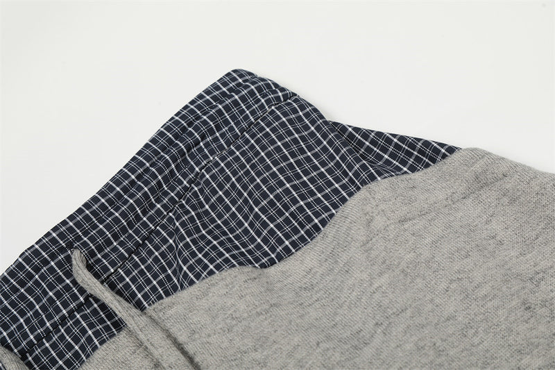 Pantalon de survêtement homme à jambes larges avec ceinture contrastante à carreaux – Coupe décontractée