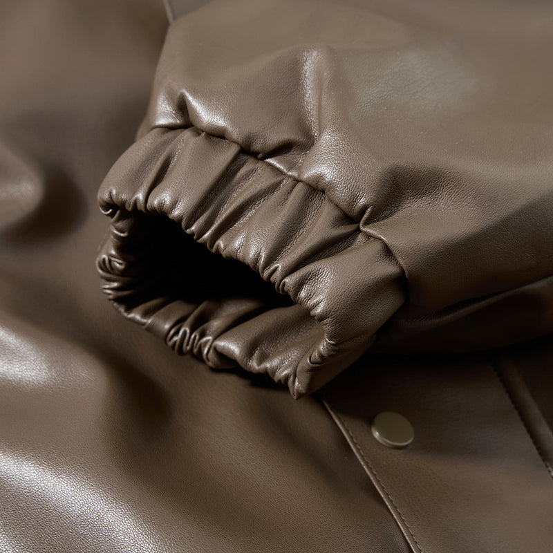 Veste homme oversize en similicuir PU, col montant, boutons-pression, coupe carrée