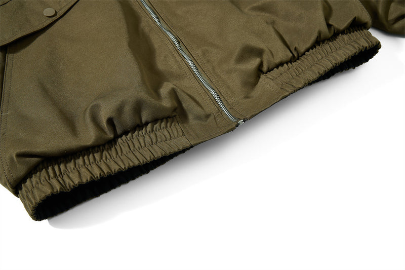 Reversible Oversized Bomber Jacket – Contrast Collar, Dual-Wear Workwear Style