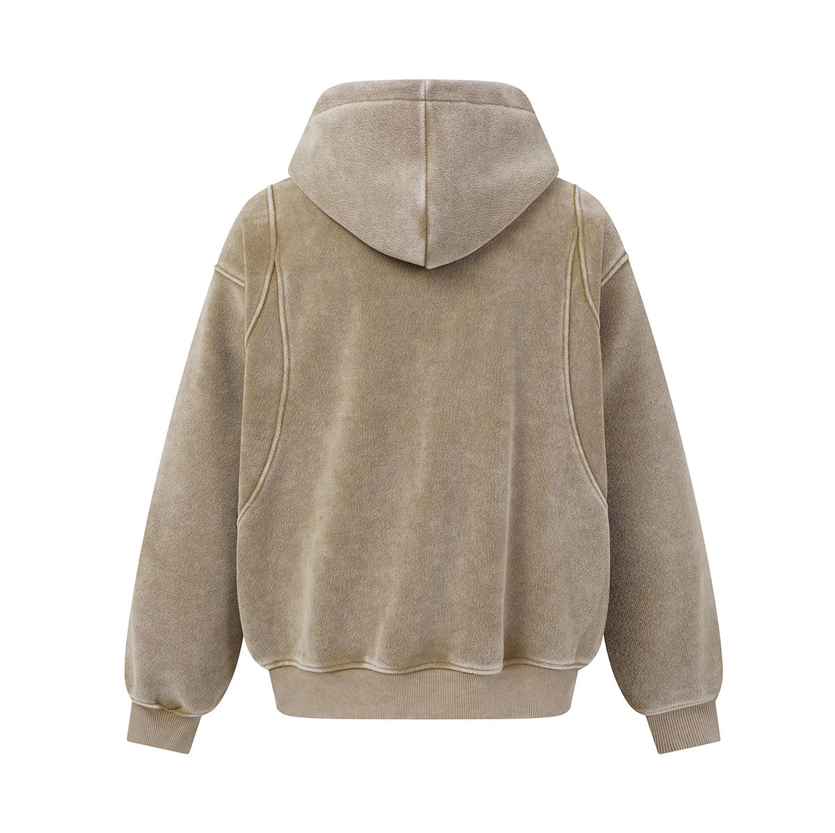 Oversized Acid Wash Zip-Up Hoodie – Heavyweight Fleece-Lined Men's Hooded Jacket