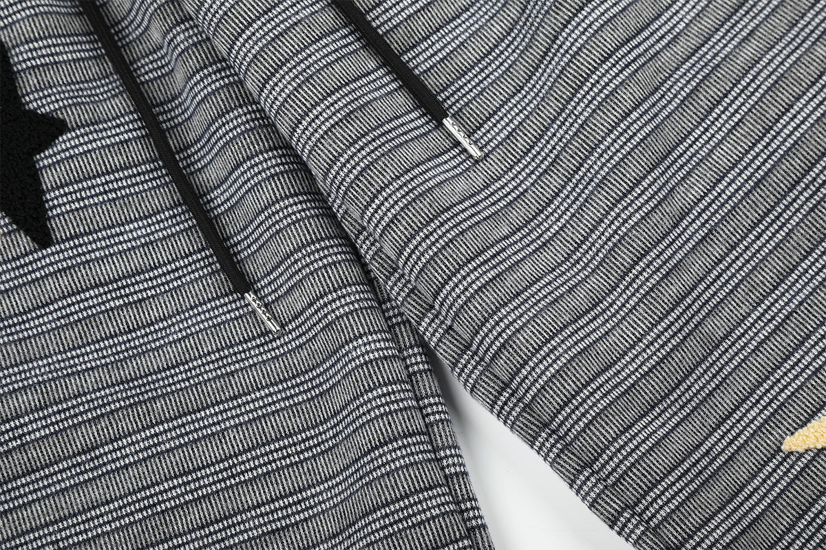 Wide-Leg Striped Sweatpants with Star Embroidery – Relaxed Fit Knit Pants