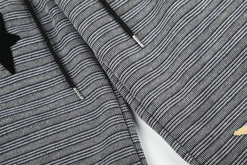 Wide-Leg Striped Sweatpants with Star Embroidery – Relaxed Fit Knit Pants