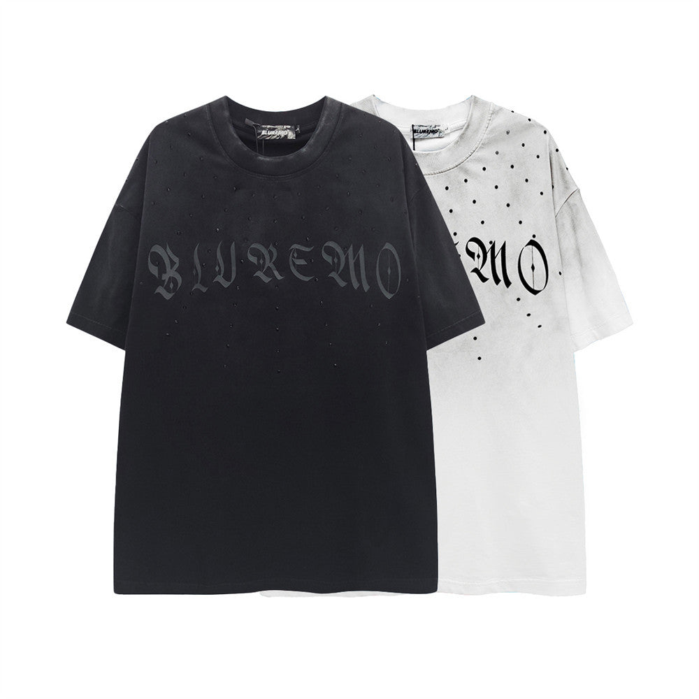 Gothic Logo Distressed Oversized T-Shirt – Washed Streetwear Tee