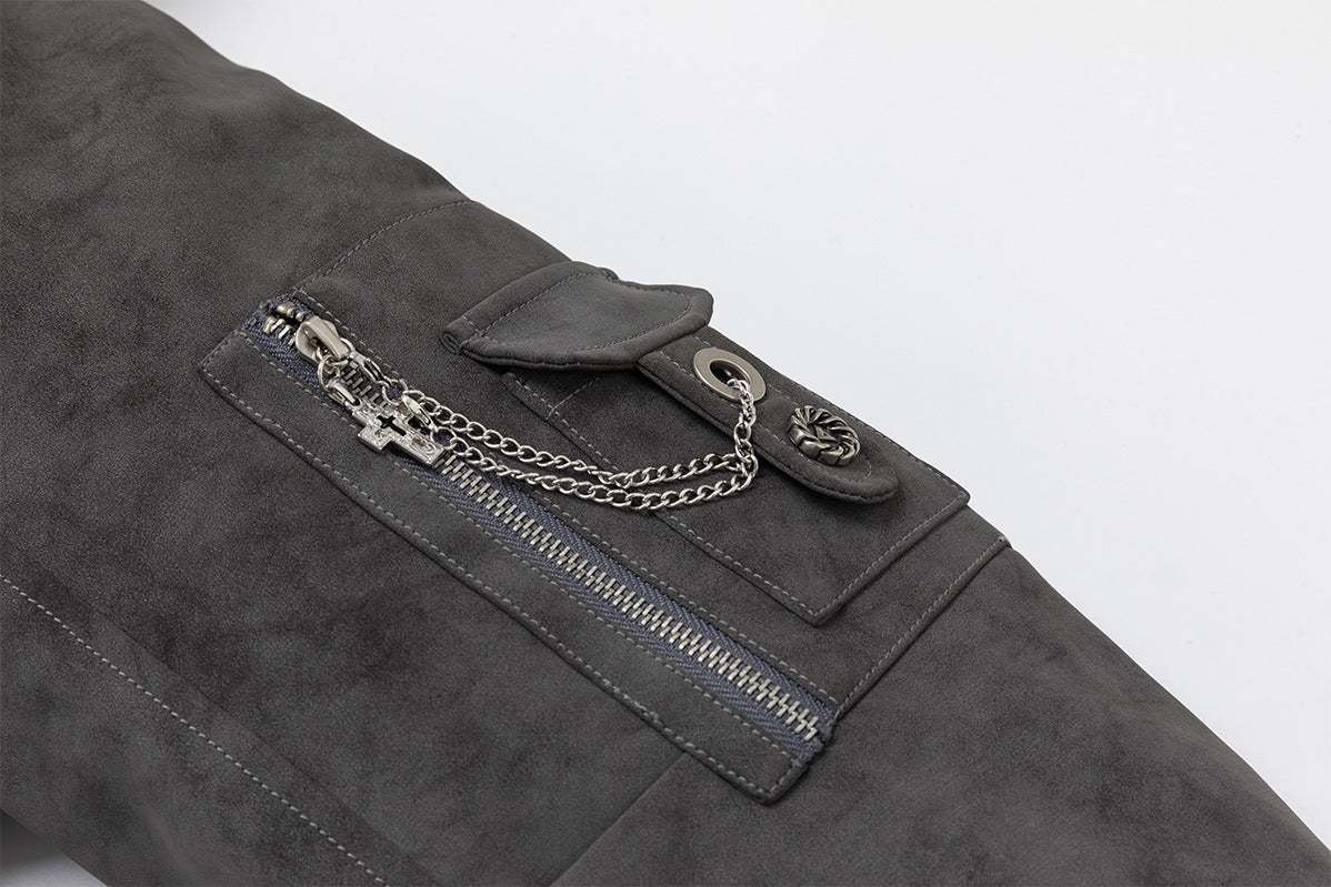 Veste bomber à capuche – Similicuir effet usé, col en fausse fourrure et garnissage matelassé