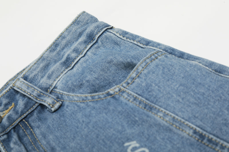 Baggy Star Print Jeans Wide-Leg Denim Pants