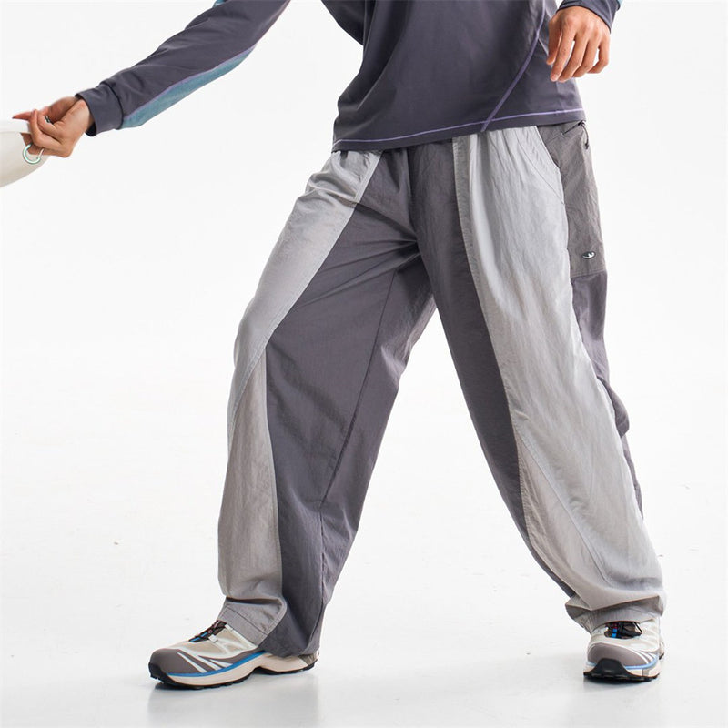 Wide-Leg Colorblock Track Pants – Relaxed Fit Outdoor Sport Trousers