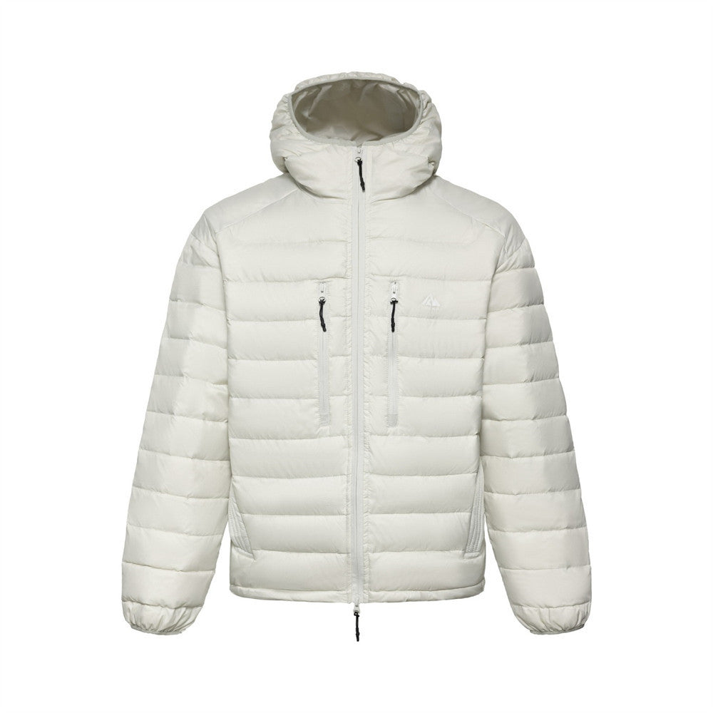 Men's Hooded Puffer Down Jacket – Dual Zip, Solid Color Winter Coat