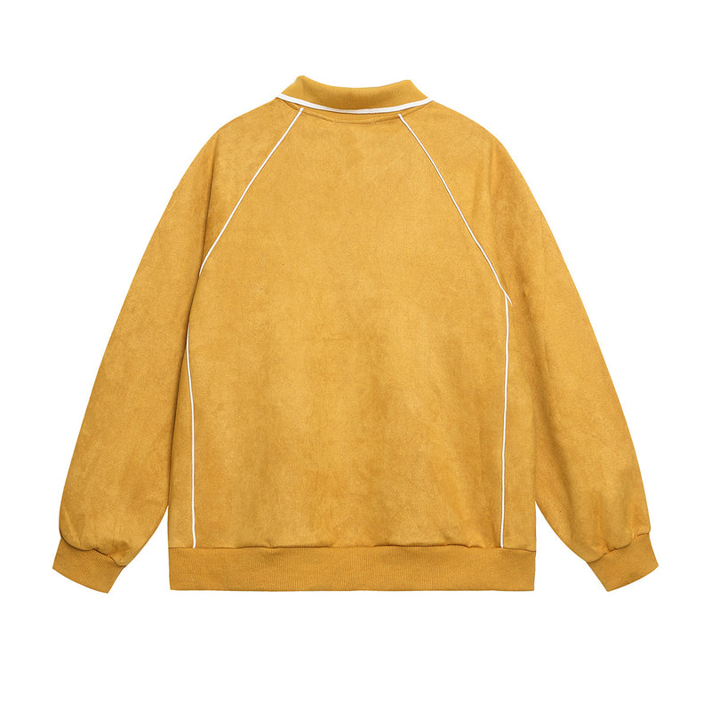 Varsity Number 93 Polo Collar Sweatshirt with Piping Detail