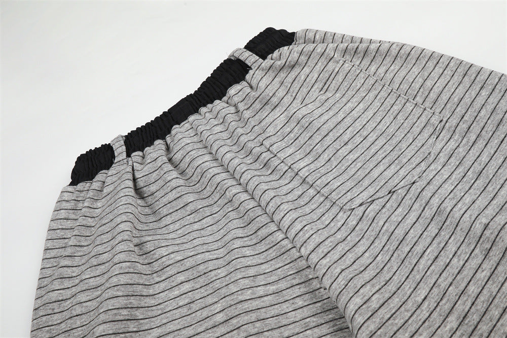Striped Wide-Leg Sweatpants – Oversized Baggy Fit with Contrast Waistband