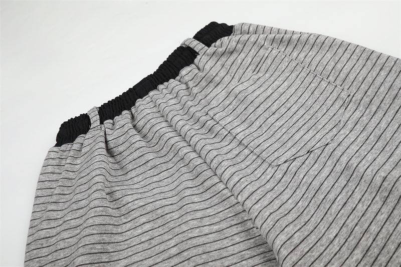 Striped Wide-Leg Sweatpants – Oversized Baggy Fit with Contrast Waistband