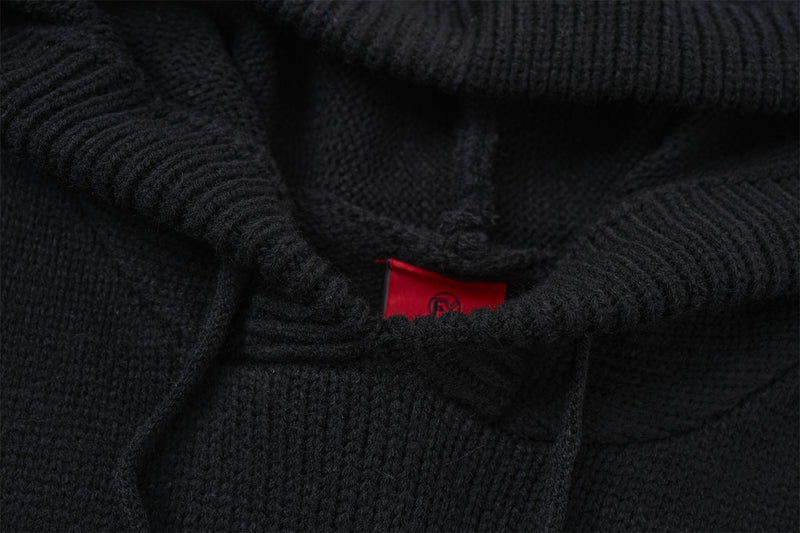 Westside Flag Print Knitted Hoodie Sweater – Oversized American-Inspired